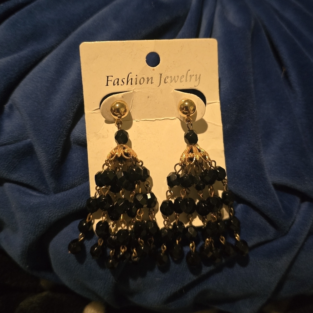 Vintage Black Chandelier Earrings